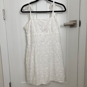 White Floral Embroidered Mini Dress
